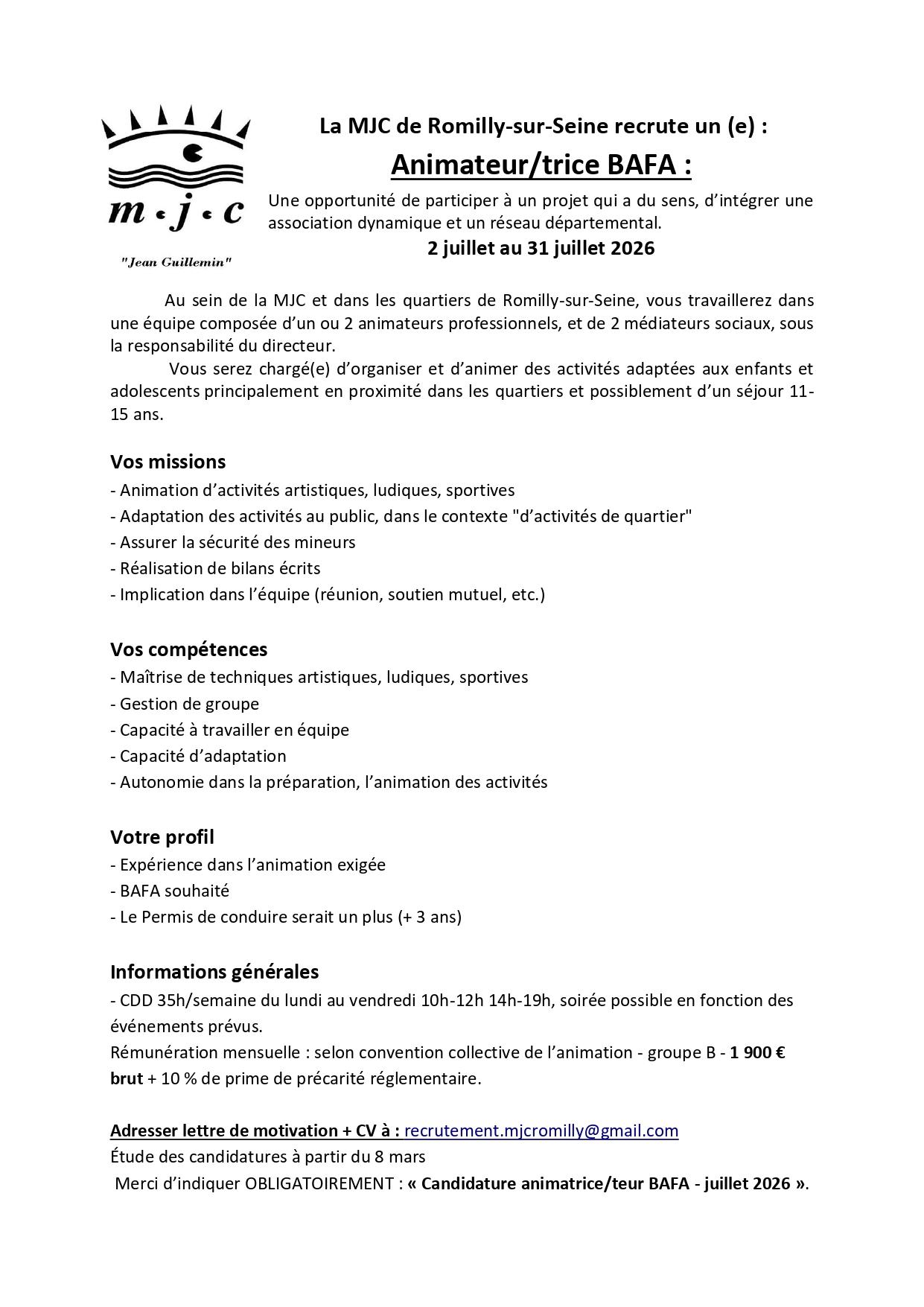 Offre emploi anim juillet 2026 mjc romilly page 0001